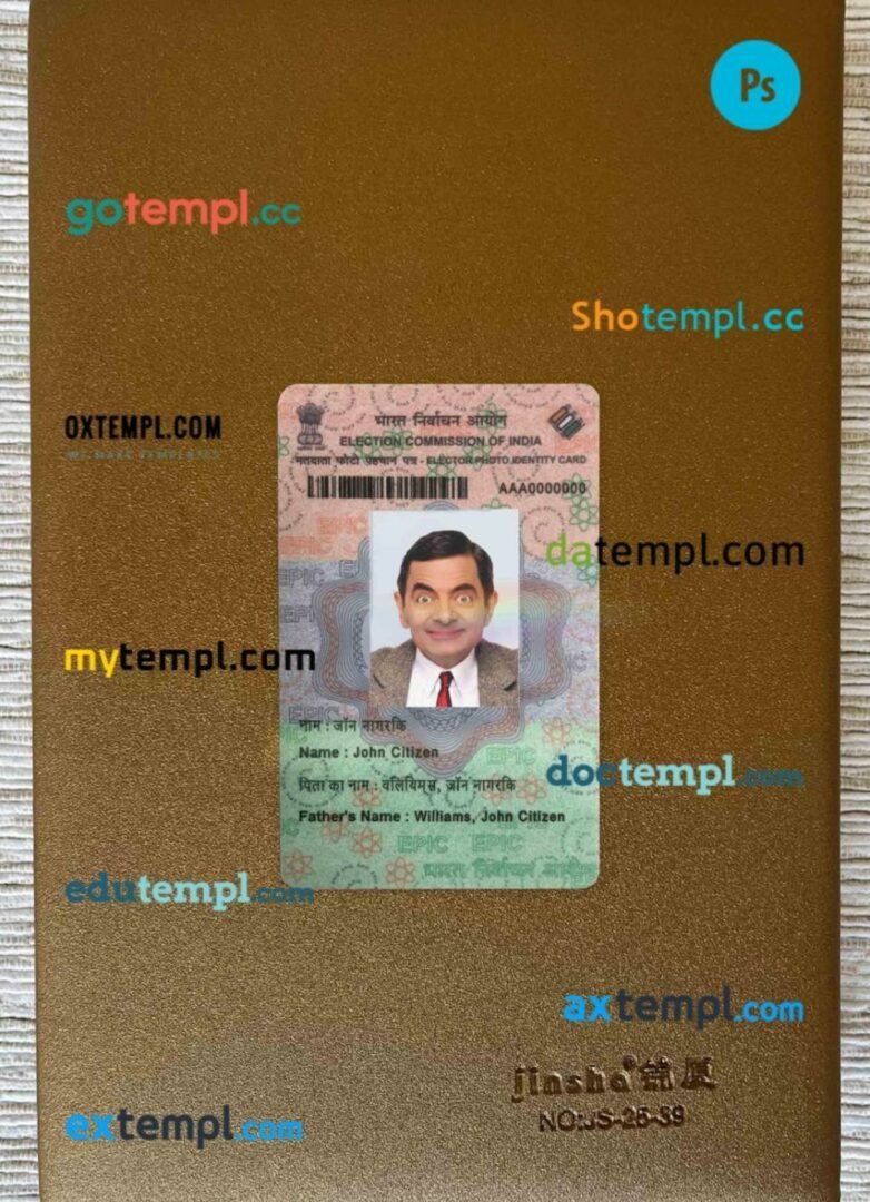 India Election ID card PSD files, scan look and photographed image, 2 in 1