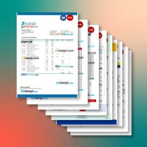 Kuwait bank statement 10 templates in one file – with a sale price