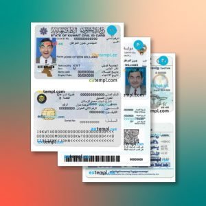 Kuwait identity document 3 templates in one collection – with price cut