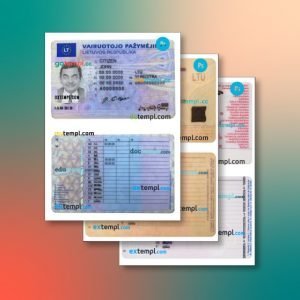 Lithuania driving license 3 templates in one collection – with price cut