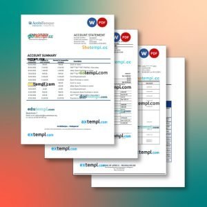 Madagascar bank statement 4 templates in one record – with discount price