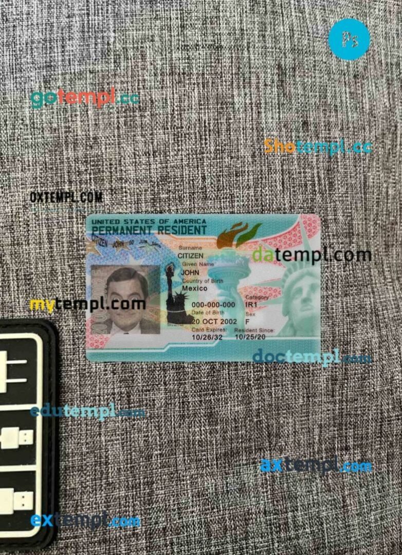 Macau ID card editable PSD files, scan look and photo-realistic look, 2 in 1