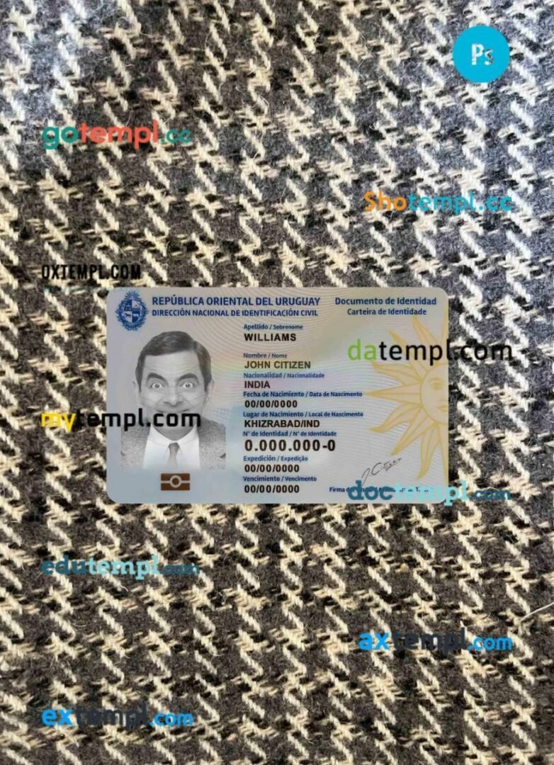 Uruguay ID card editable PSDs, scan and photo-realistic snapshot, 2 in 1