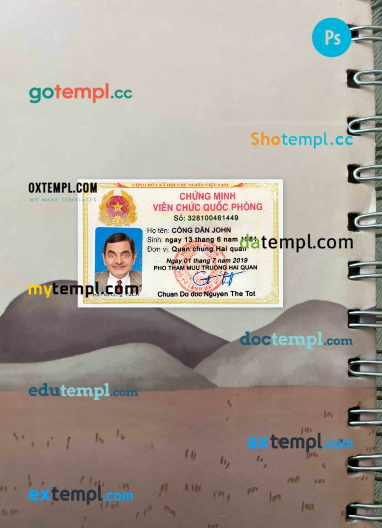Vietnam ID card editable PSDs, scan and photo-realistic snapshot, 2 in 1 (version 3)