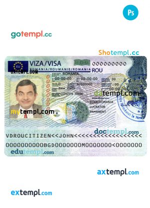Romania schengen visa PSD template, fully editable