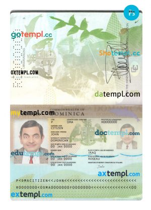 Dominica passport PSD template, 2019-present