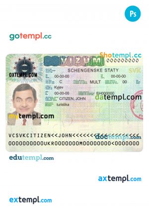 Slovenia tourist visa PSD template, fully editable