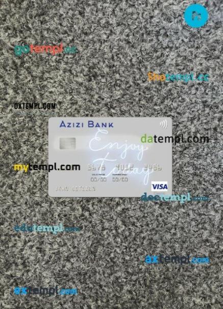 Afghanistan Azizi Bank visa card PSD scan and photo-realistic snapshot, 2 in 1