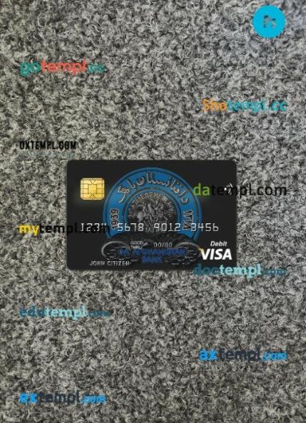 Afghanistan Da bank visa card PSD scan and photo-realistic snapshot, 2 in 1