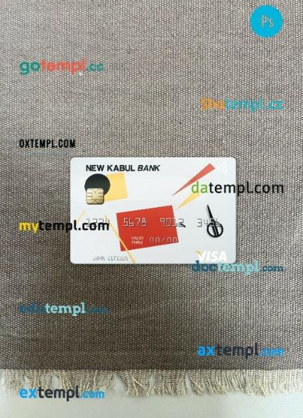 Afghanistan New Kabul Bank visa card PSD scan and photo-realistic snapshot, 2 in 1