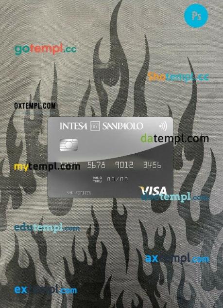 Albania Intesa Sanpaolo Bank visa card PSD scan and photo-realistic snapshot, 2 in 1