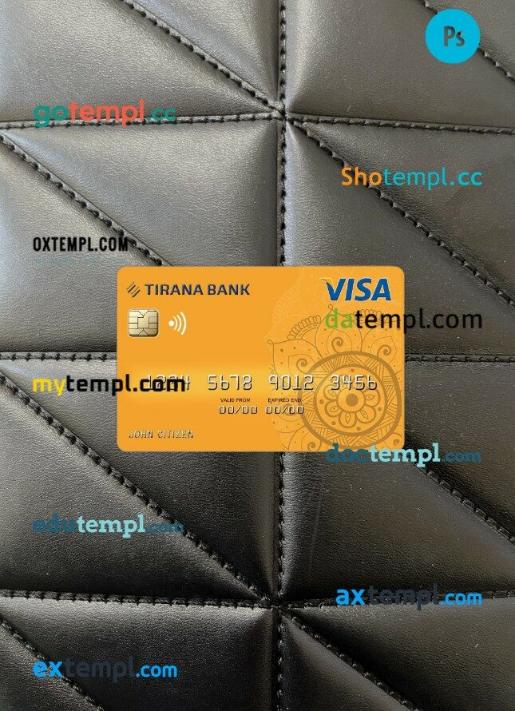 Albania Tirana bank visa card PSD scan and photo-realistic snapshot, 2 in 1