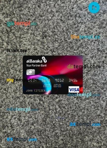 Algeria Banque AlBaraka Algérie visa card PSD scan and photo-realistic snapshot, 2 in 1