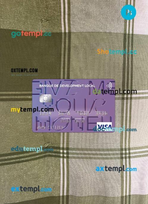 Algeria Banque de Développement Local visa card PSD scan and photo-realistic snapshot, 2 in 1