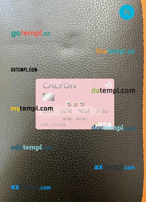 Algeria Calyon Algérie Bank visa card PSD scan and photo-realistic snapshot, 2 in 1