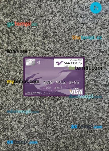 Algeria Natixis algerie bank visa card PSD scan and photo-realistic snapshot, 2 in 1