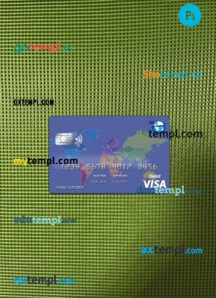 Algeria banque extérieure d’algérie visa card PSD scan and photo-realistic snapshot, 2 in 1