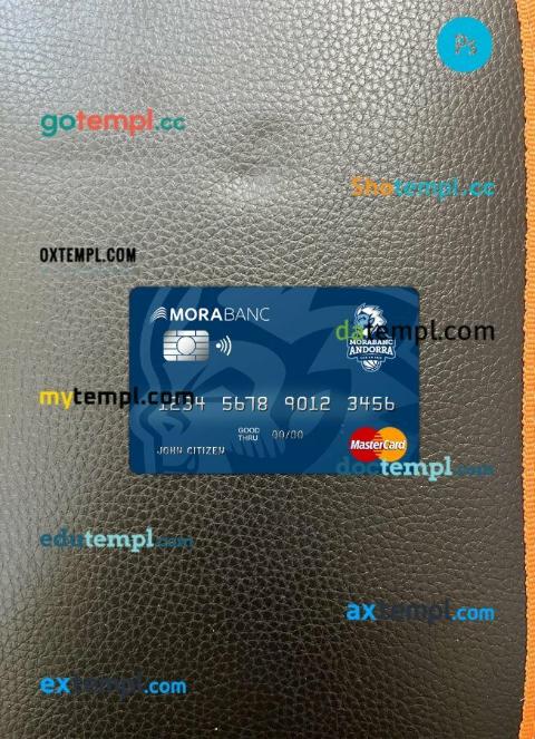 Andorra Morabank mastercard PSD scan and photo taken image, 2 in 1