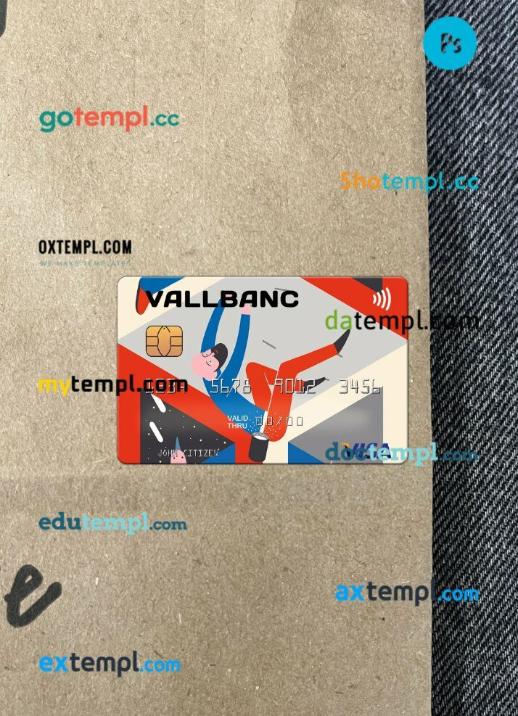 Andorra Vall Banc visa card PSD scan and photo-realistic snapshot, 2 in 1