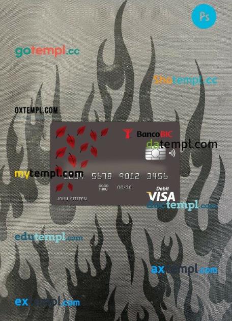 Angola Banco BIC bank visa card PSD scan and photo-realistic snapshot, 2 in 1
