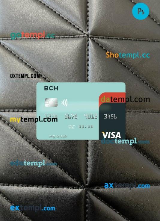 Angola Banco Comercial do Huambo visa card PSD scan and photo-realistic snapshot, 2 in 1