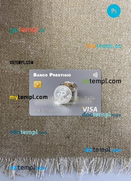 Angola Banco Prestigio, S.A. visa card PSD scan and photo-realistic snapshot, 2 in 1
