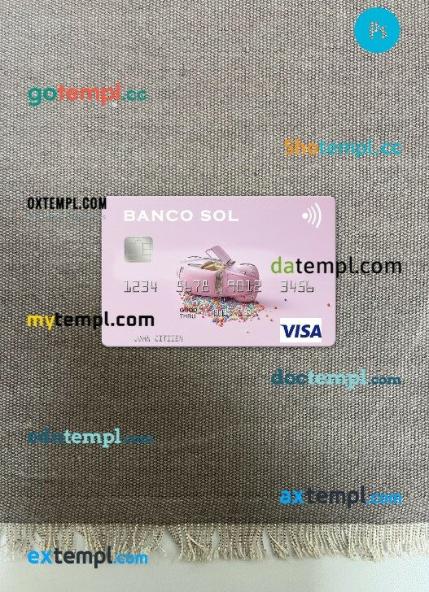 Angola Banco Sol visa card PSD scan and photo-realistic snapshot, 2 in 1