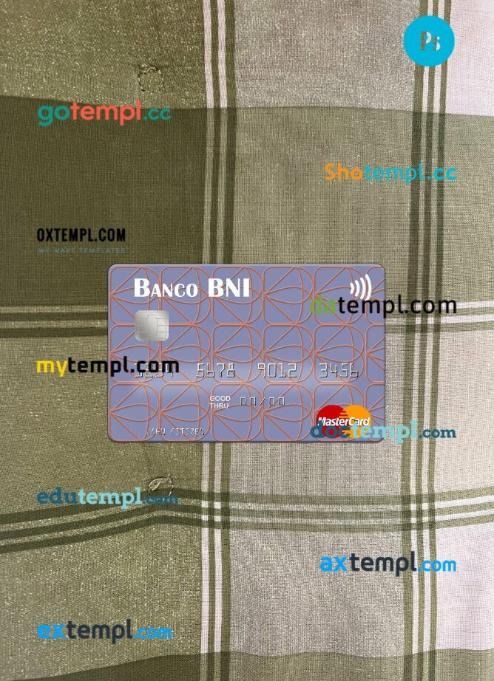 Angola Banco de Negócios Internacional mastercard PSD scan and photo taken image, 2 in 1