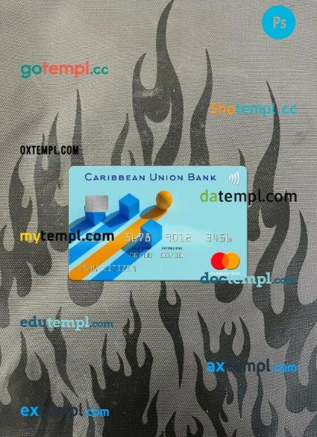 Antigua and Barbuda Caribbean Union Bank mastercard PSD scan and photo taken image, 2 in 1