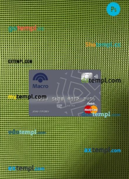 Argenitina Banco Macro S.A bank mastercard PSD scan and photo taken image, 2 in 1