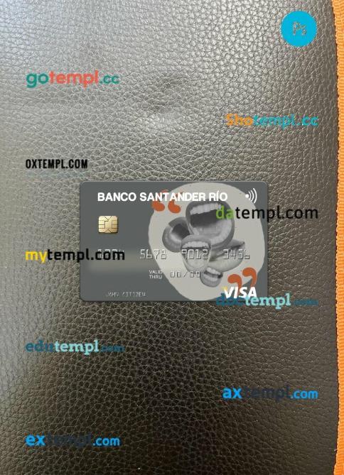 Argentina Banco Santander Río visa card PSD scan and photo-realistic snapshot, 2 in 1