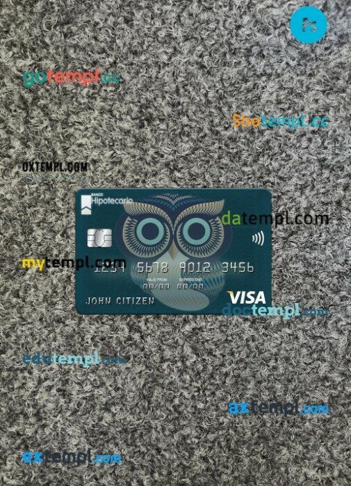 Argentina Hipotecario bank visa card PSD scan and photo-realistic snapshot, 2 in 1