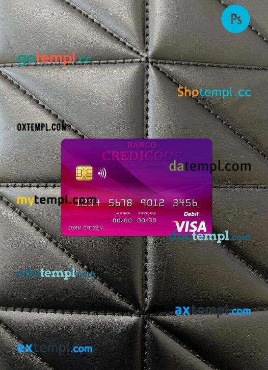 Argentina bank Credicoop visa card PSD scan and photo-realistic snapshot, 2 in 1