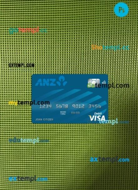 Australia Anz bank visa card PSD scan and photo-realistic snapshot, 2 in 1