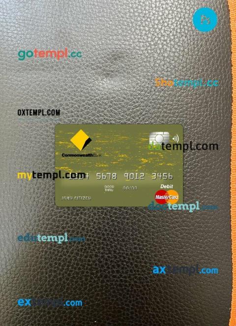 Australia Commonwealth bank mastercard PSD scan and photo taken image, 2 in 1