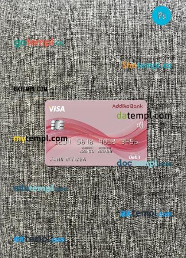 Austria Addiko bank visa card PSD scan and photo-realistic snapshot, 2 in 1