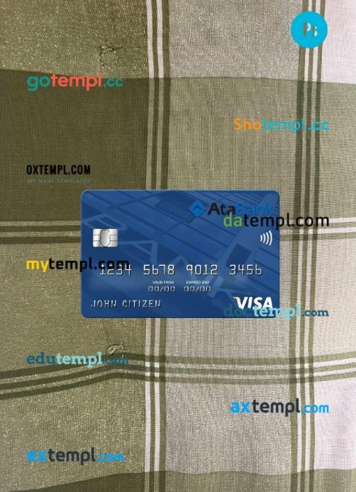 Azerbaijan ATA bank visa card PSD scan and photo-realistic snapshot, 2 in 1