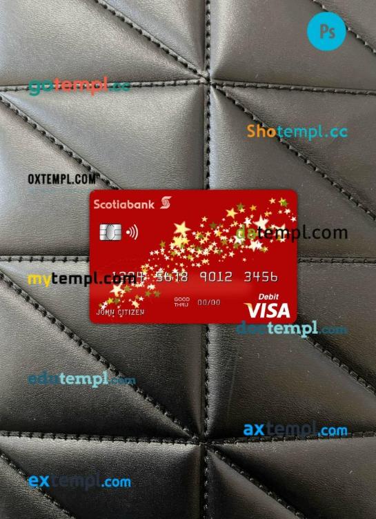 Bahamas Scotia bank visa card PSD scan and photo-realistic snapshot, 2 in 1
