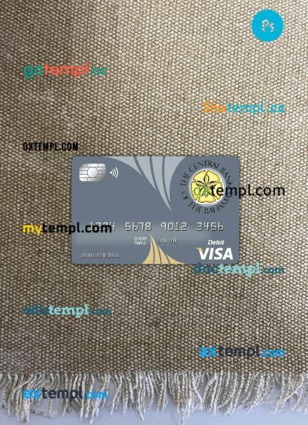 Bahamas The Central bank visa card PSD scan and photo-realistic snapshot, 2 in 1