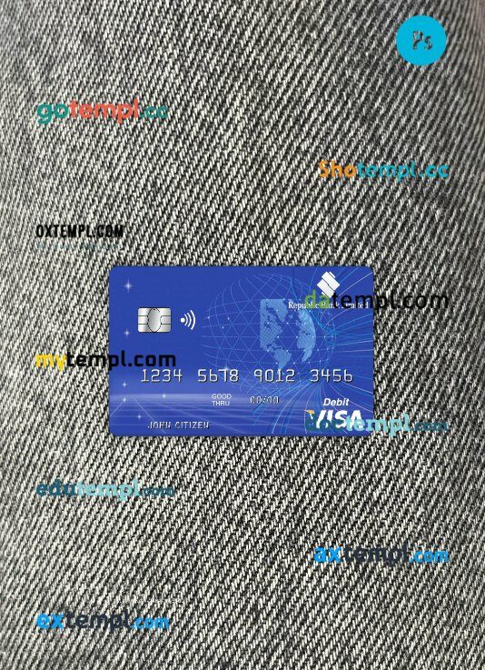 Barbados Republic Bank visa card PSD scan and photo-realistic snapshot, 2 in 1