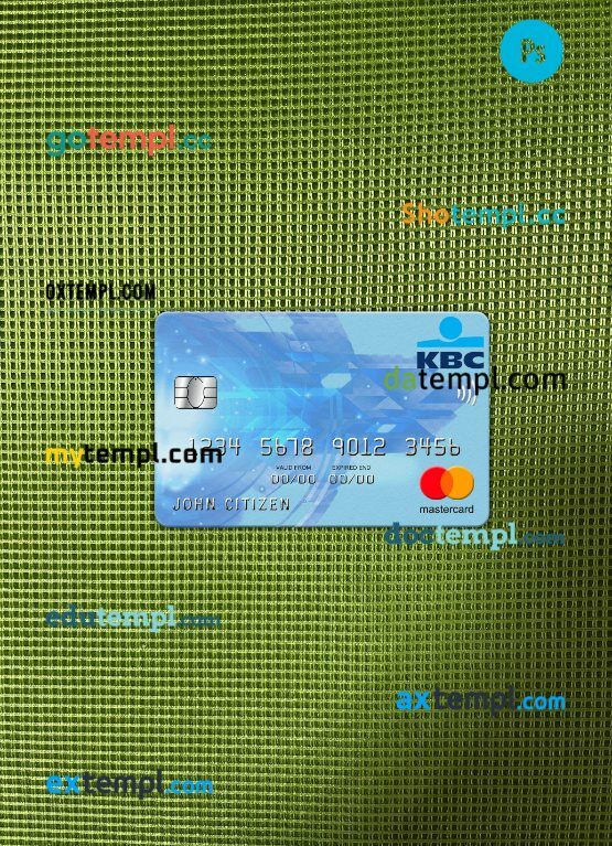 Belgium KBC bank mastercard PSD scan and photo taken image, 2 in 1