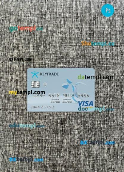 Belgium Keytrade bank visa card PSD scan and photo-realistic snapshot, 2 in 1