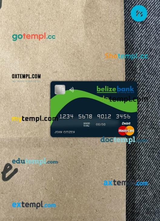 Belize Belizebank mastercard PSD scan and photo taken image, 2 in 1