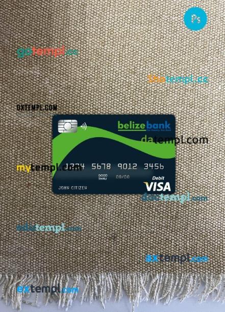 Belize Belizebank visa card PSD scan and photo-realistic snapshot, 2 in 1
