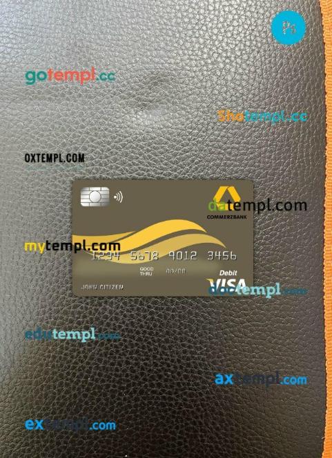 Belize Commerzbank visa card PSD scan and photo-realistic snapshot, 2 in 1