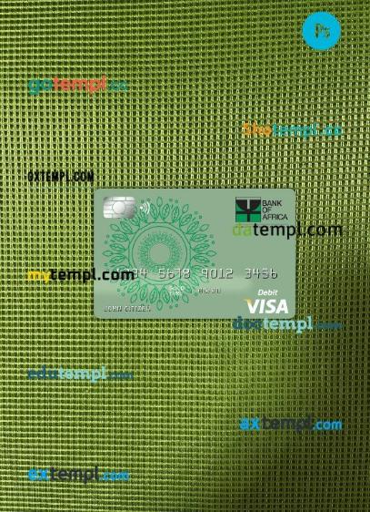 Benin Bank of Africa visa card PSD scan and photo-realistic snapshot, 2 in 1