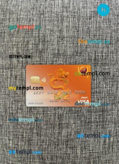 Bhutan Druk PNB bank visa card PSD scan and photo-realistic snapshot, 2 in 1