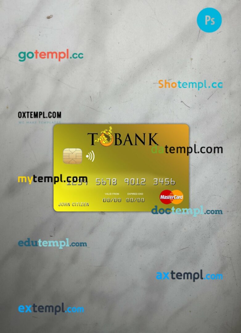 Bhutan T bank mastercard PSD scan and photo taken image, 2 in 1