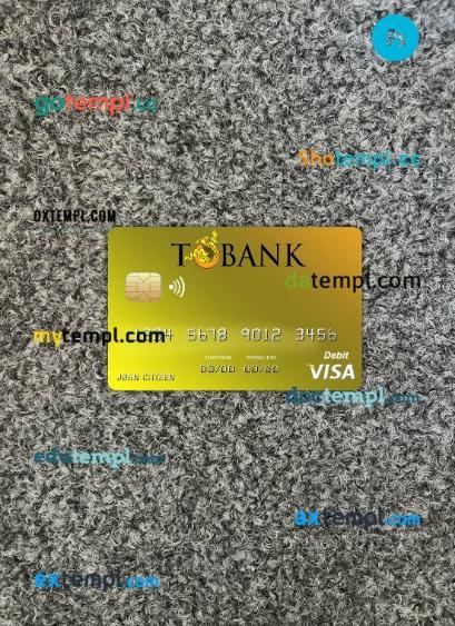 Bhutan T bank visa card PSD scan and photo-realistic snapshot, 2 in 1
