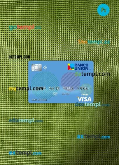 Bolivia Banco Union bank visa card PSD scan and photo-realistic snapshot, 2 in 1